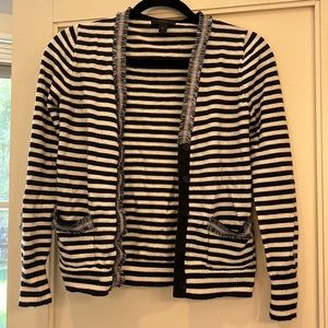 JCrew Size XS Black & White Striped Cardigan